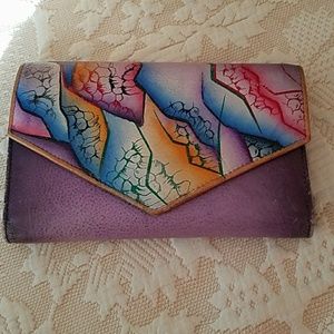 Anuschka Hand Painted Purple Wallet